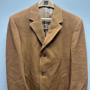 Jos A Bank Mens Camel Wool Blend Overcoat Top Coat Size XL